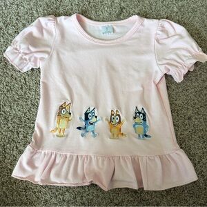 Girls Pink Character bluey and bingo peplum Shirt